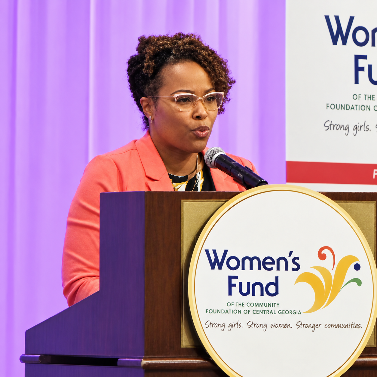 Nikki speaking at the Women’s Fund podium